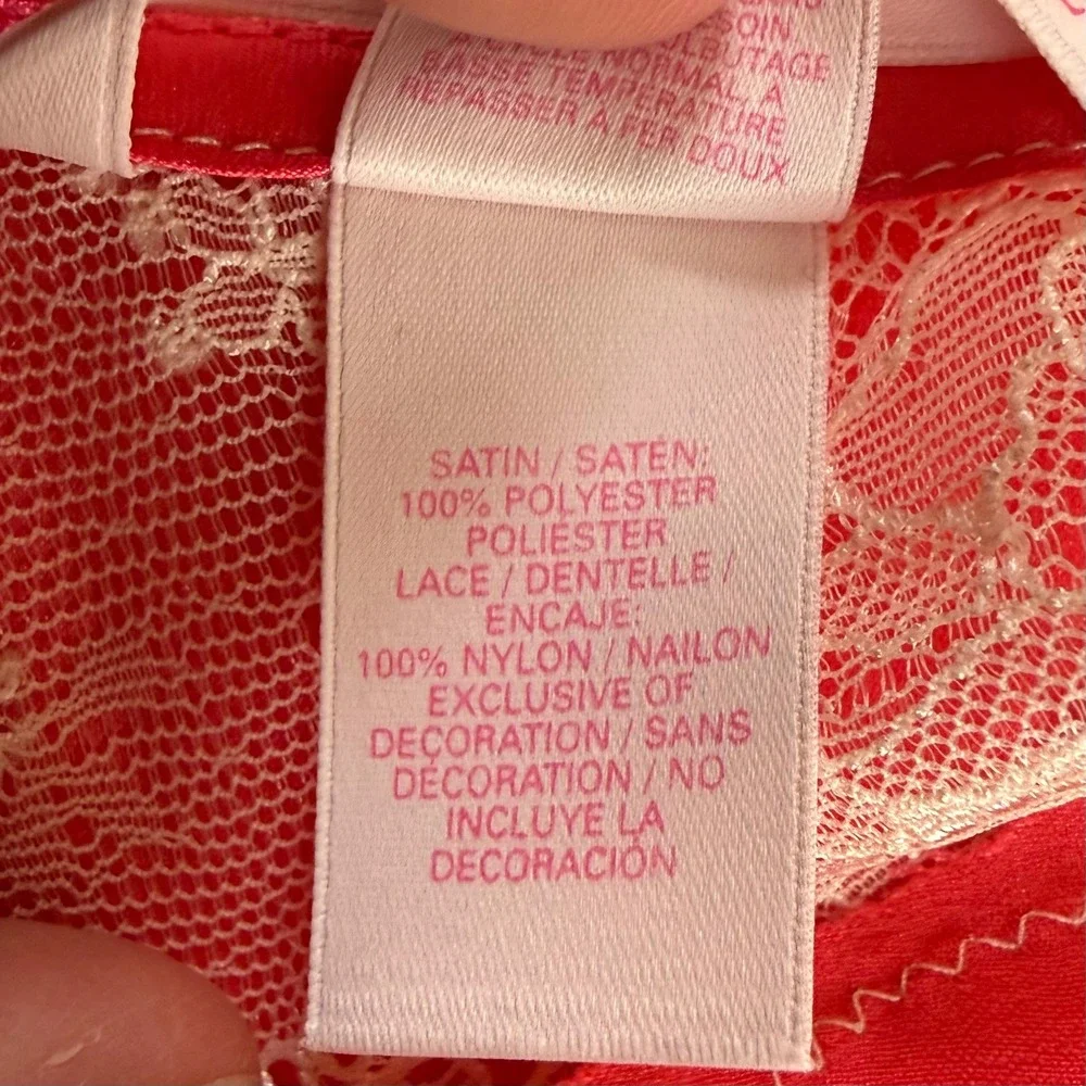 Victoria's Secret Pink Satin Lace Babydoll Chemise Halter Tie Back Camisole M
